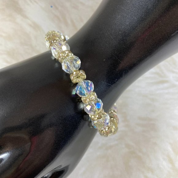 Vintage AB Austrian crystal stretch bracelet - Picture 3 of 4